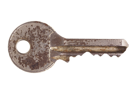 Old key, isolated, great sharpnessの写真素材