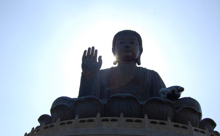 Tian Tan Buddha, also known as the Big Buddha, Hong Kongの写真素材