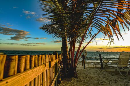 warm sunset on the quit privat beachの写真素材