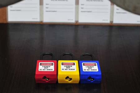 Lock out & Tag out , Lockout station,machine - specific lockout devices ,safety signの写真素材