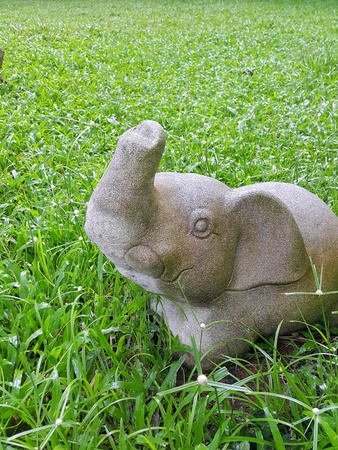 Elephant statue in the lawn.の写真素材