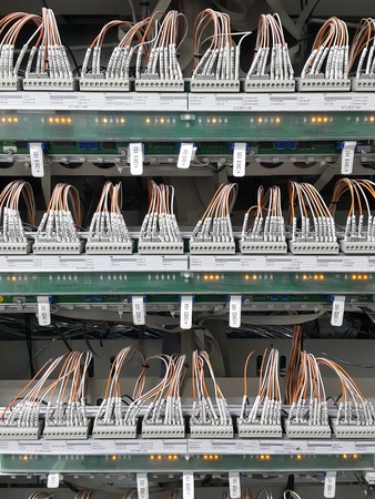 electrical part and accessories in the  control cabinet , control and power distributor,lockout ,tagoutの写真素材