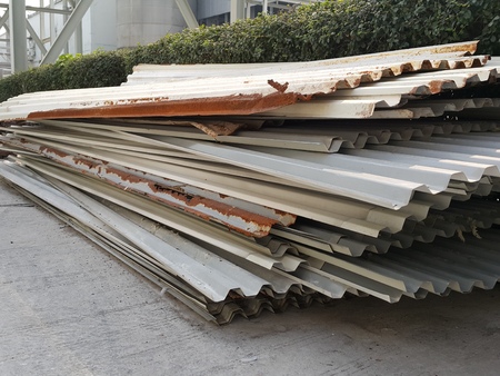 Renovate work for installation new metal sheet  , new tank for insustrial , welding work on scaffoldingの写真素材