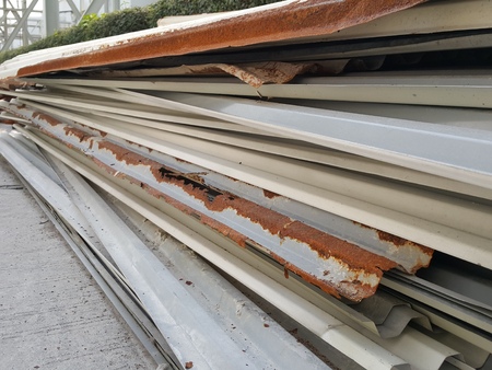 Renovate work for installation new metal sheet  , new tank for insustrial , welding work on scaffoldingの写真素材