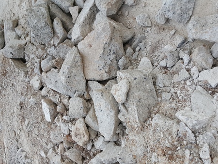 Concrete waterspout on a construction siteの写真素材