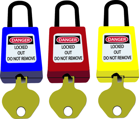 Lock out & Tag out , Lockout station,machine - specific lockout devicesのイラスト素材