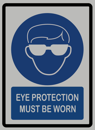 eye protection must be worn on white isolated bacgroundのイラスト素材