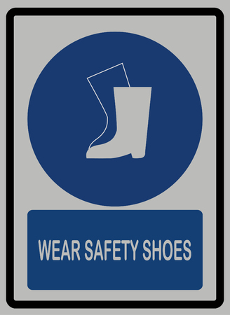 wear safety shoes signs on white isolated backgroundのイラスト素材