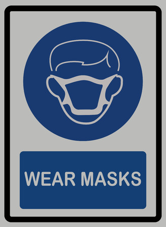 Wear mask sign on white isolated backgroundのイラスト素材
