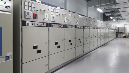 electrical part and accessories in the  control cabinet , control and power distributor,lockoutの写真素材