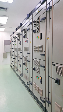electrical part and accessories in the  control cabinet , control and power distributor,lockoutの写真素材
