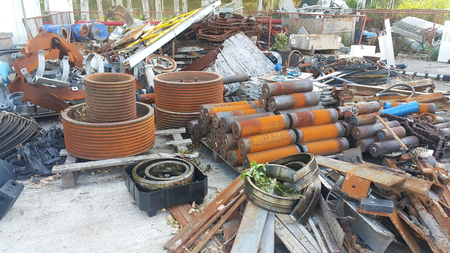 Old machine parts, replacement parts , machinery yardの写真素材