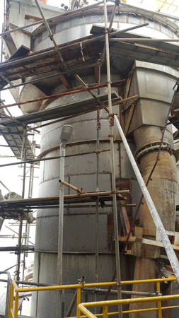 scaffolding platforms for installation insulator tankの写真素材