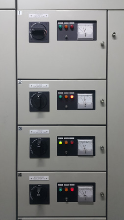 electrical part and accessories in the  control cabinet , control and power distributor,lockout ,tagoutの写真素材
