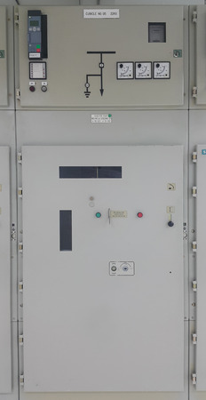 electrical part and accessories in the  control cabinet , control and power distributor,lockout ,tagoutの写真素材