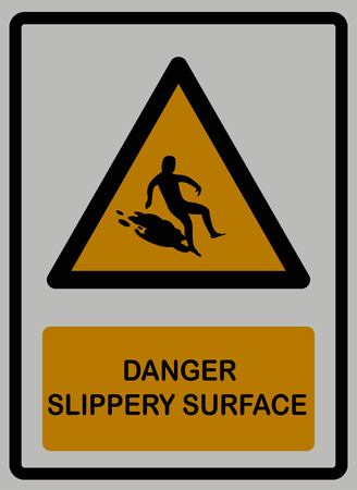 Danger slippery surface on white isolated background signのイラスト素材