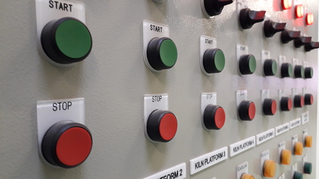 electrical part and accessories in the control cabinet , control and power distributor,lockout ,tagoutの写真素材