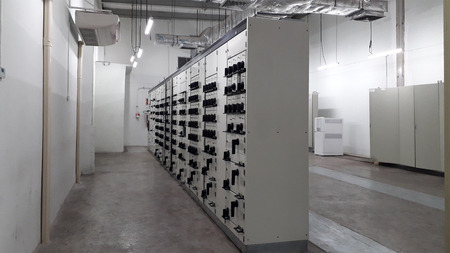 electrical part and accessories in the control cabinet , control and power distributor,lockout ,tagoutの写真素材