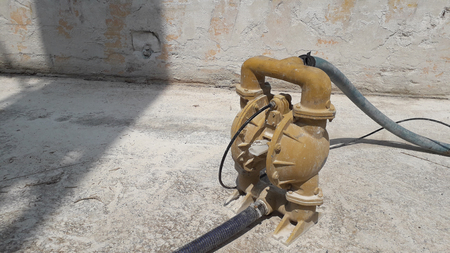 The diaphragm pump uses air to control the operation and not using electrical systemsの写真素材