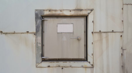 Gray squre manhole on wall can open /close for maintenance inside kiln in factoryの写真素材