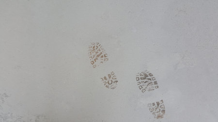 Footprint  taxture on floor and taxture detail of surface is abstract backgroundの写真素材