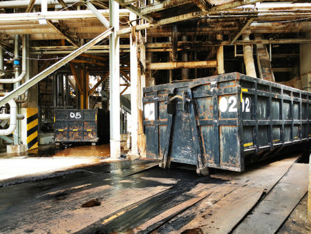 Hooklift container under wast reject screw,environmental conceptの写真素材