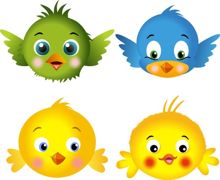 Birds and chicksのイラスト素材