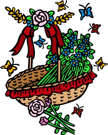 Basket of Flowersのイラスト素材