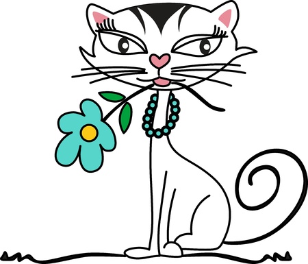 Kitten with Flowerのイラスト素材