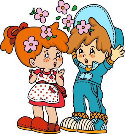 Children playing in schoolのイラスト素材