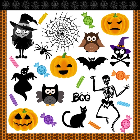 Halloween night trick or treat digital collageのイラスト素材