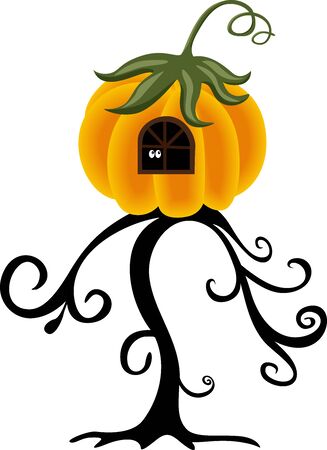 House pumpkin on the treeのイラスト素材