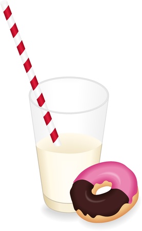 Milk glass and donutsのイラスト素材