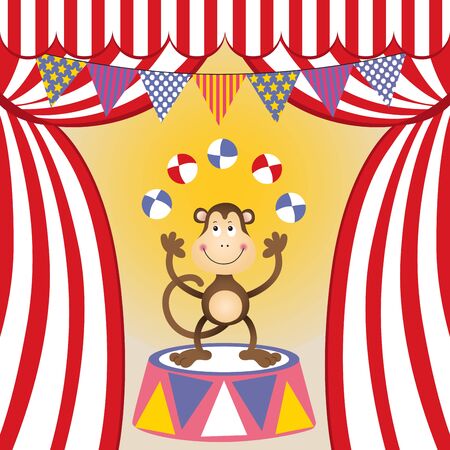 Circus monkey jugglingのイラスト素材
