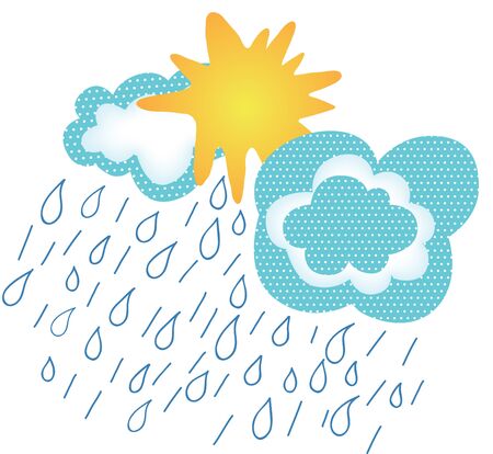 Sun comes out rain cloudsのイラスト素材