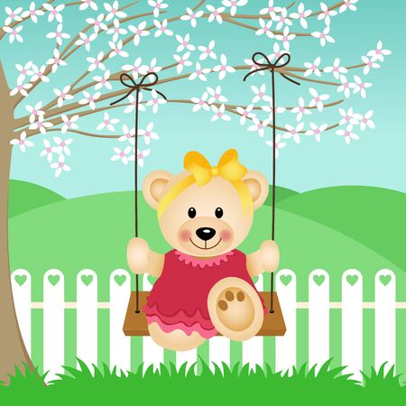 Little Bear on Swingのイラスト素材