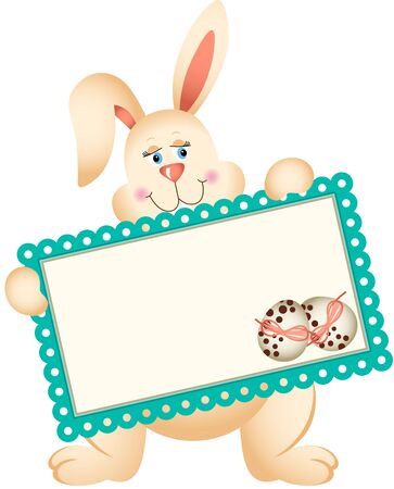 Easter Bunny holding greeting cardのイラスト素材