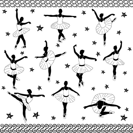 Ballet dancers silhouettesのイラスト素材