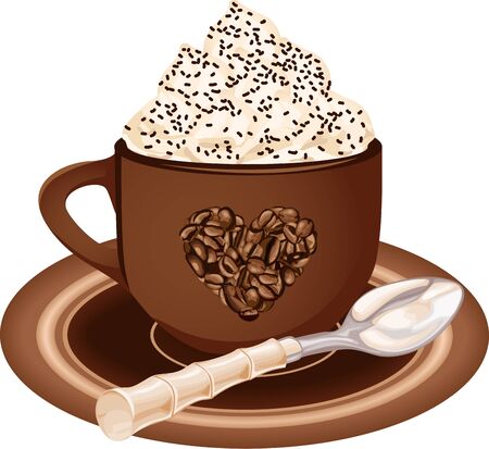 Coffee cup with whipped creamのイラスト素材