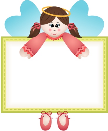 Cute fairy holding a blank bannerのイラスト素材