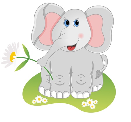 Elephant holding flowerのイラスト素材