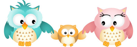 Happy Owl Familyのイラスト素材