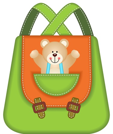 School Backpack Teddy Bearのイラスト素材