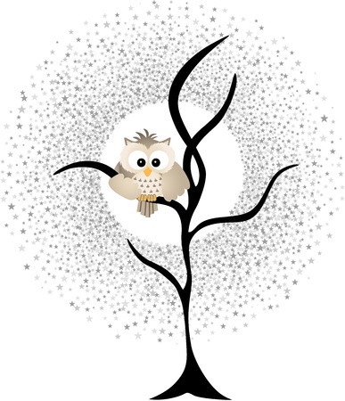 Owl Against a Star Night Skyのイラスト素材