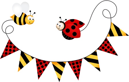 Party Flag Ladybird and Beeのイラスト素材