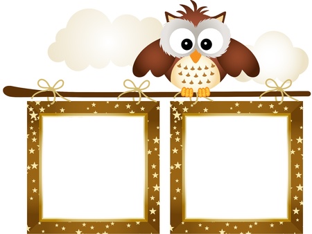 Frame with Owl and Cloudsのイラスト素材