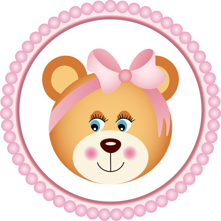 Girl Teddy Bear Stickerのイラスト素材