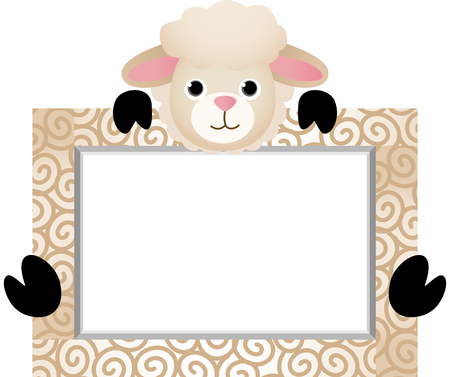 Cute Sheep With Bank Labelのイラスト素材