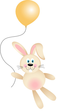 Bunny with Balloon Flyingのイラスト素材