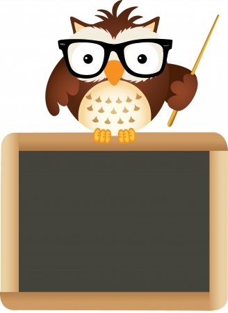 Owl Teacher with School Boardのイラスト素材